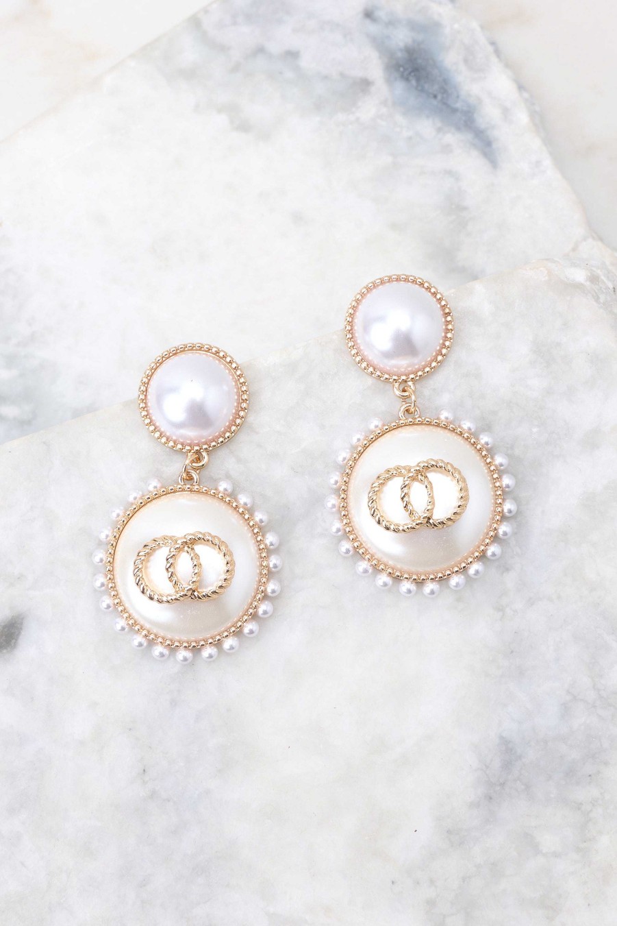 Jewelry Red Dress | Graceful Glamour Pearl Earrings Gold
