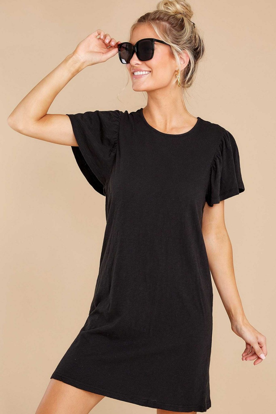 Clothing Z Supply Mini Dresses | Sofia Cotton Slub Dress Black