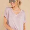 Clothing Z Supply Tees | Mischa Sleek V-Neck Tee Amethyst