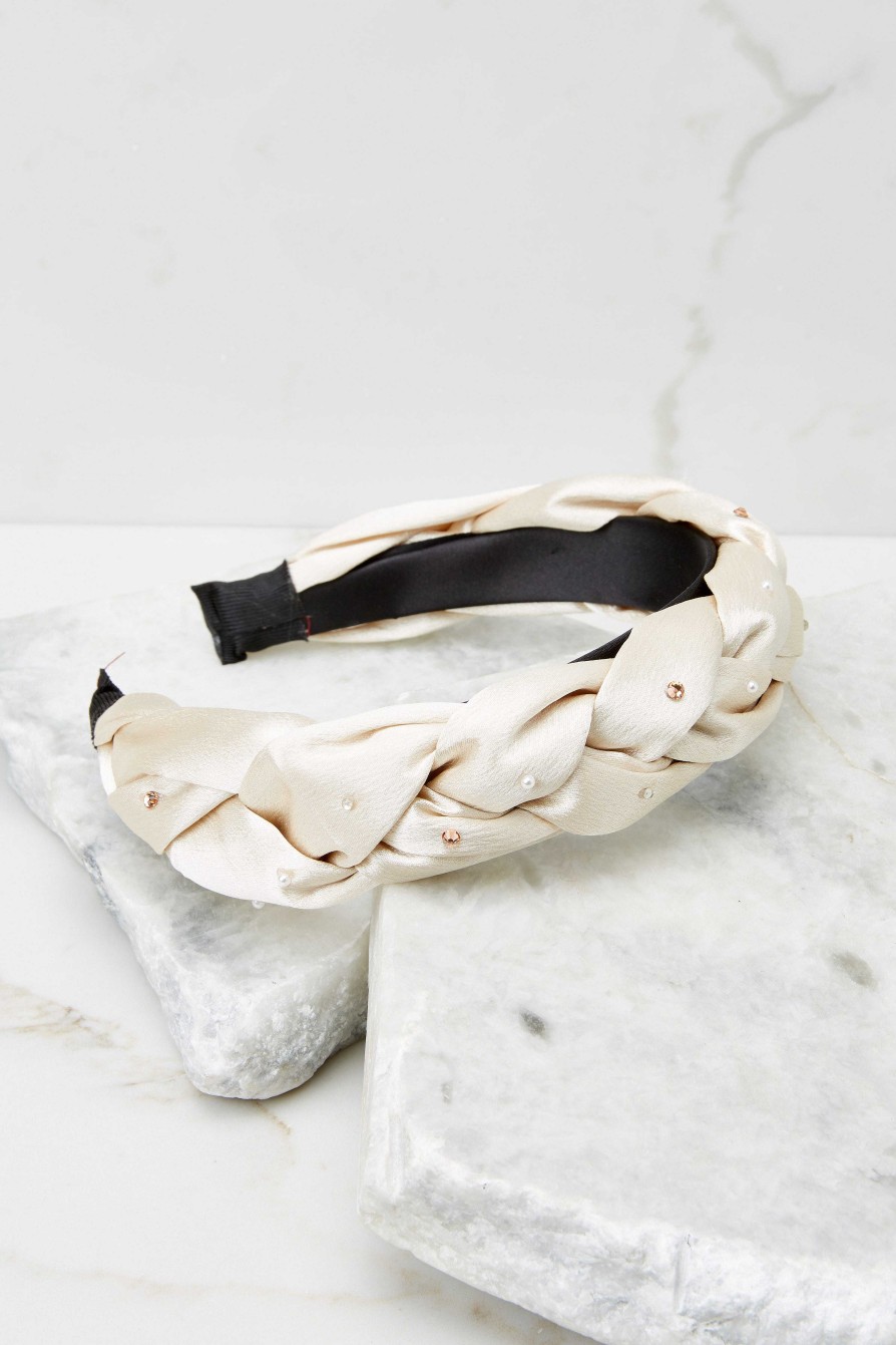 Accessories Red Dress Hair Accessories | Shining On Champagne Braided Headband Ivory