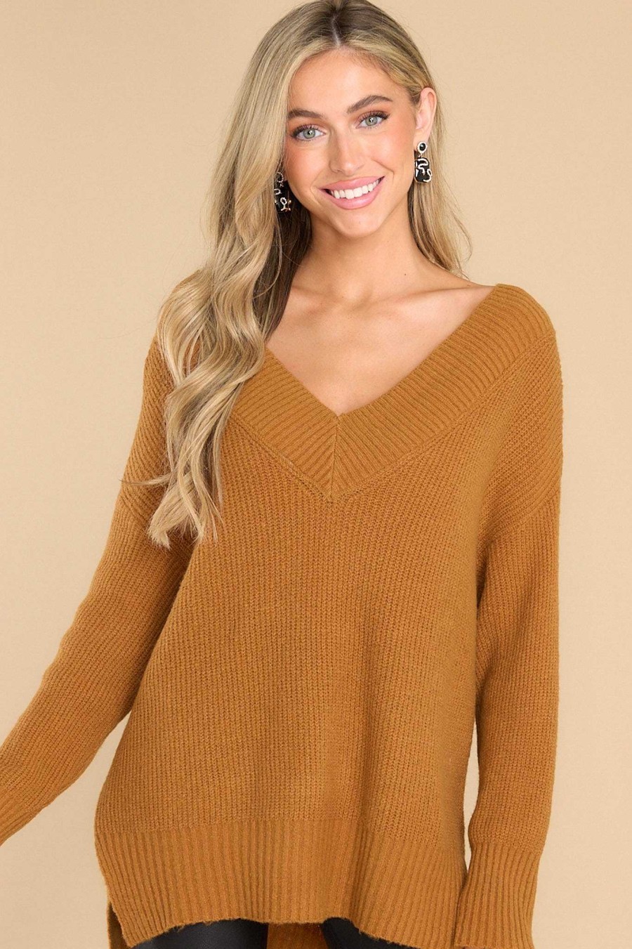 Clothing Red Dress Casual Tops | Together Again Sweater Caramel