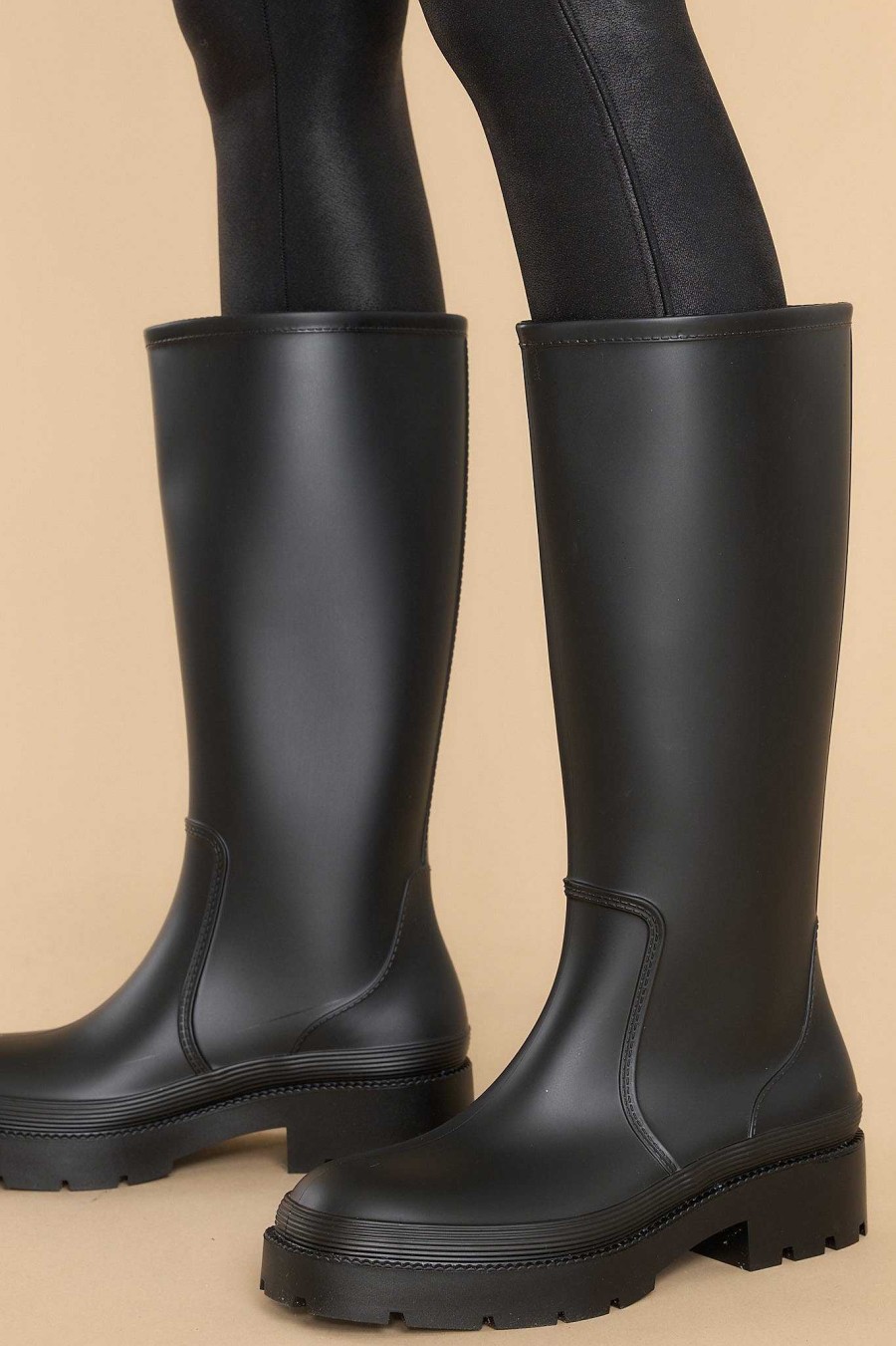 Shoes Red Dress Knee High Boots | Rainy Day Boots Black