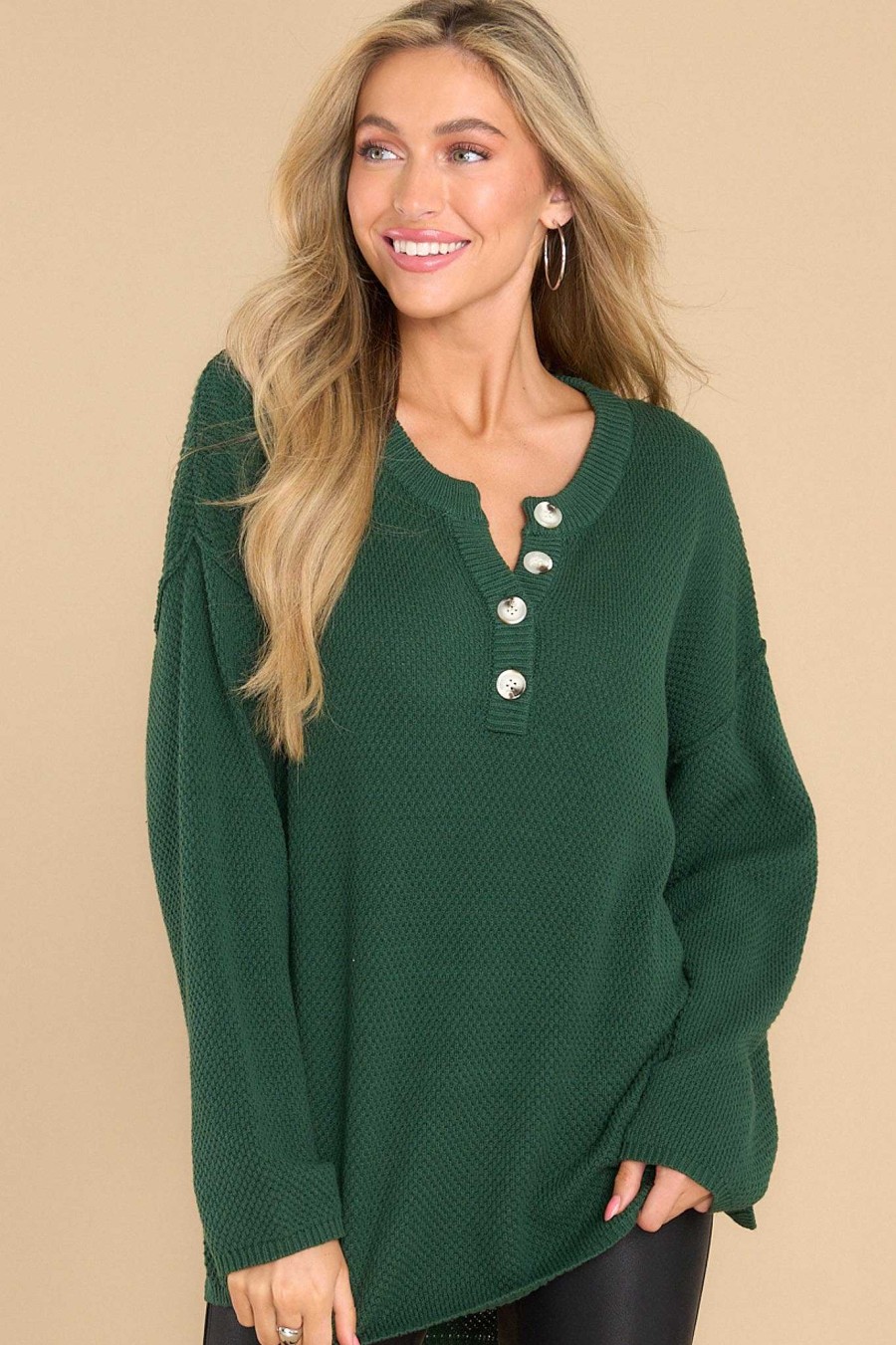 Clothing Red Dress Casual Tops | Fireside Chic Sweater Green
