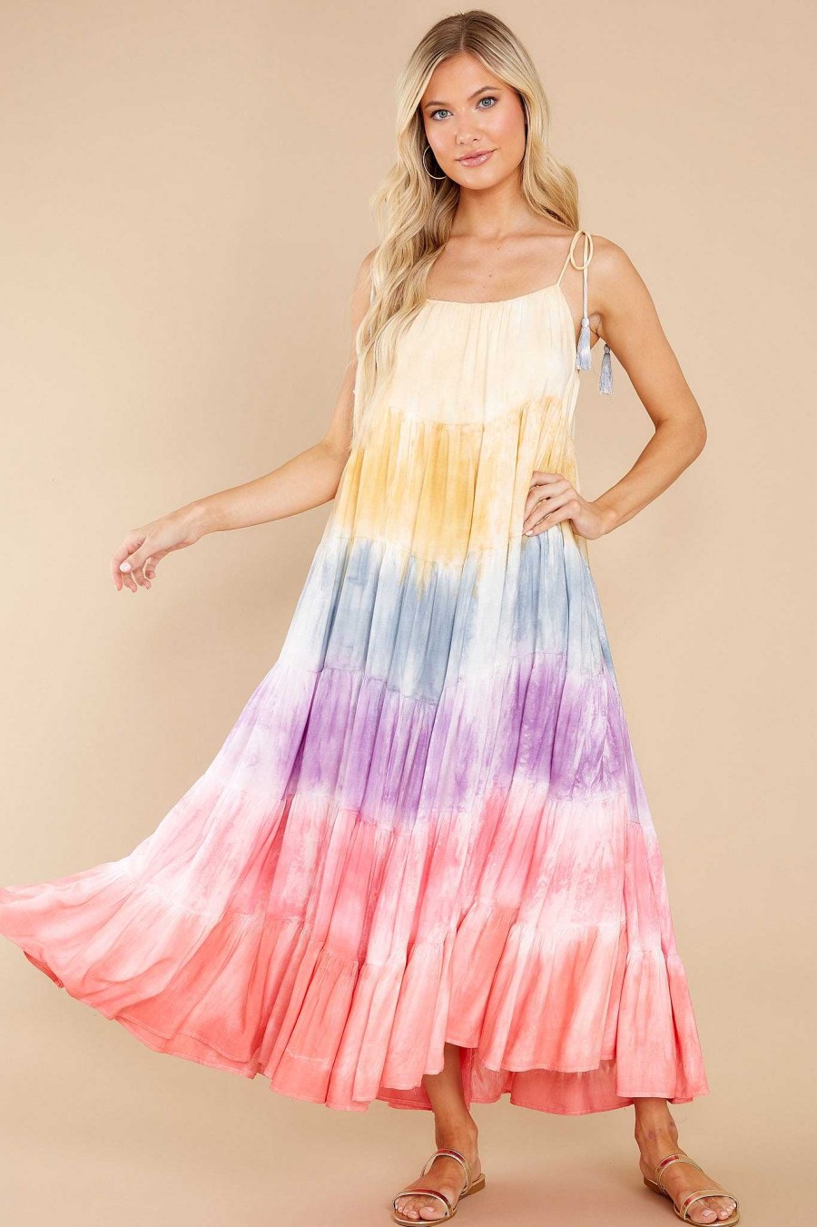 Clothing Red Dress Maxi Dresses | Dare To Dream Pink Multi Maxi Dress Tie Dye