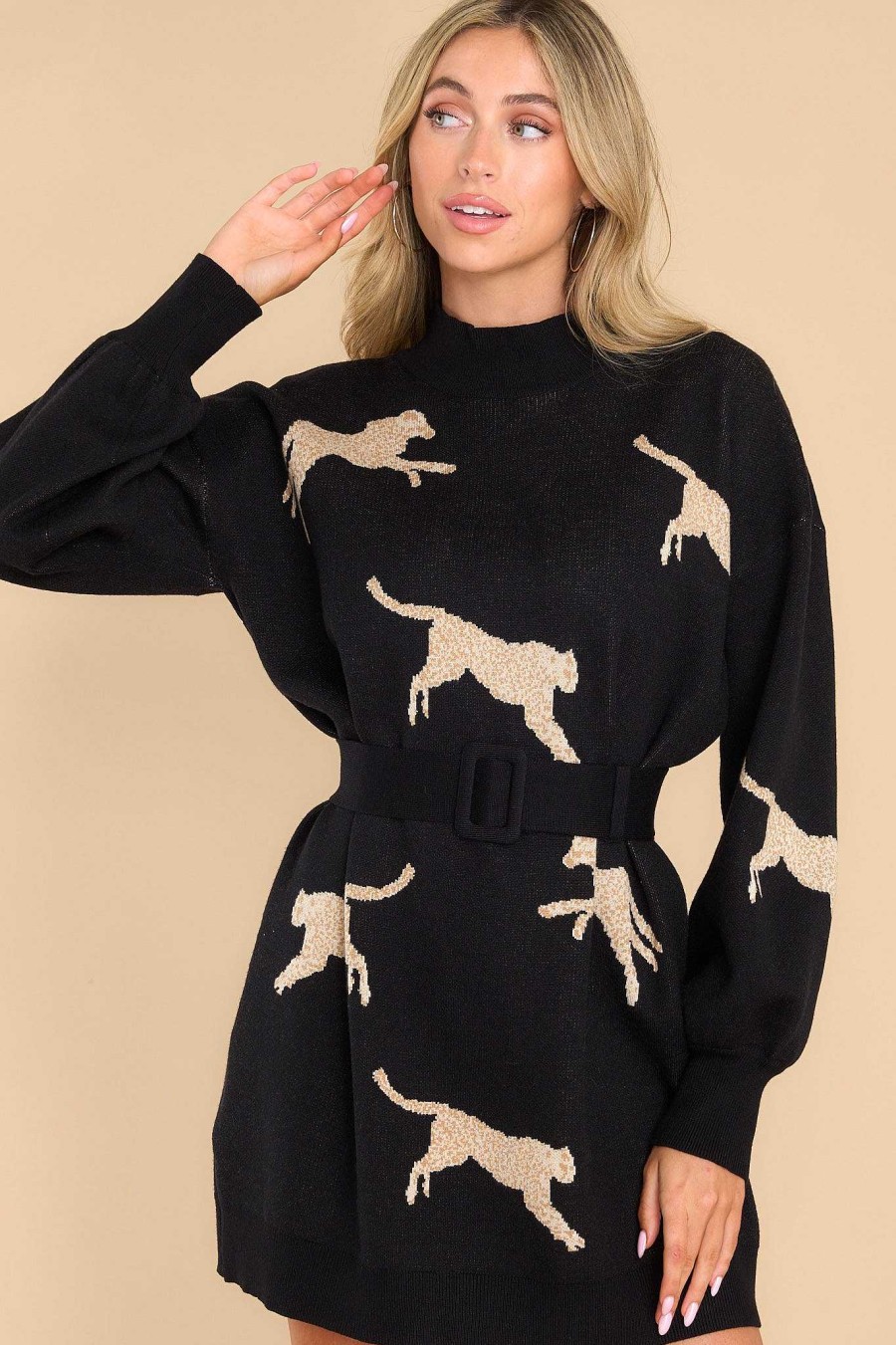 Clothing Red Dress Mini Dresses | Oh So Bold Sweater Dress Black