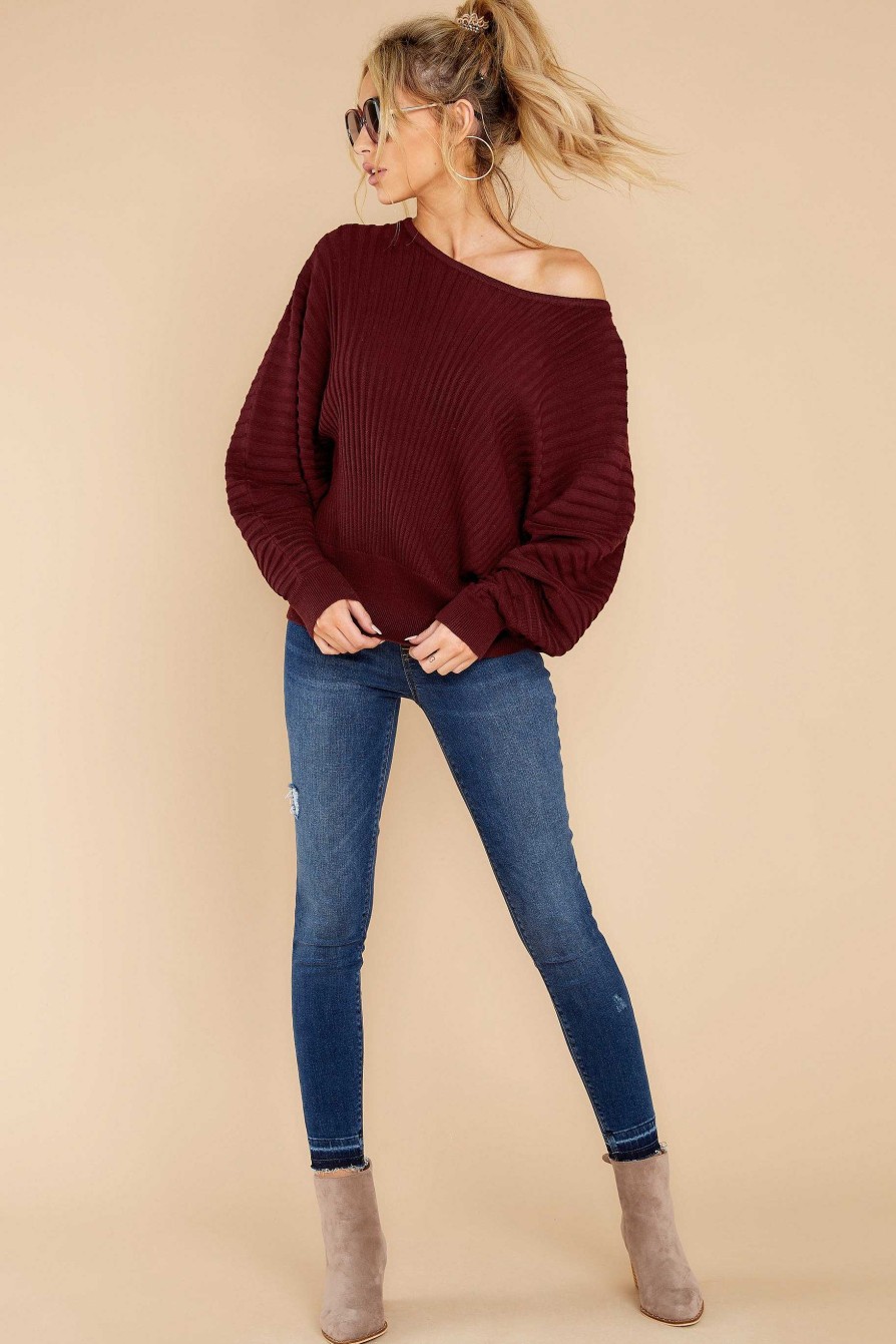 Clothing Red Dress Sweaters | News For You Sweater Merlot