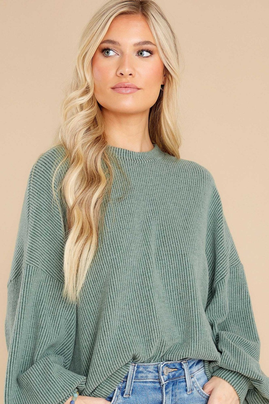 Clothing Red Dress Casual Tops | Can'T Top It Top Sage