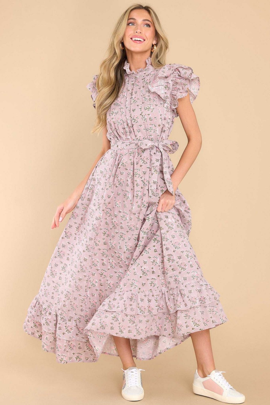 Clothing Victoria Dunn Maxi Dresses | Jasmine Gray Lilac Midi Dress Grey
