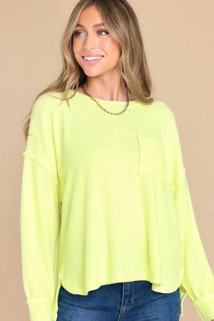 Clothing Red Dress Casual Tops | So Laid-Back Top Neon Yellow