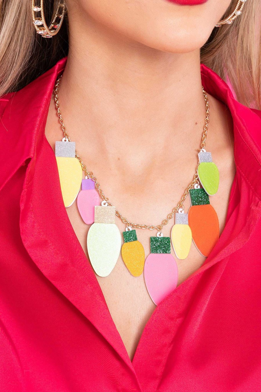 Jewelry Red Dress | Festive Glow Multi Necklace Gold