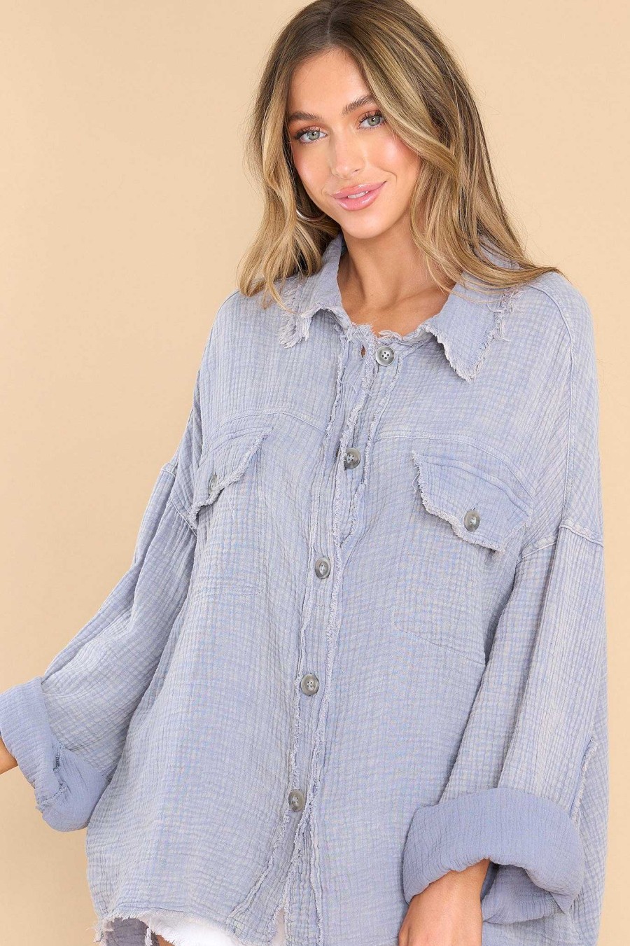 Clothing Red Dress Casual Tops | Wild And Free Light Blue Top Sky Blue