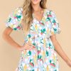 Clothing Aura Mini Dresses | Living My Best Life Sky Blue Multi Print Dress Sterling Blue