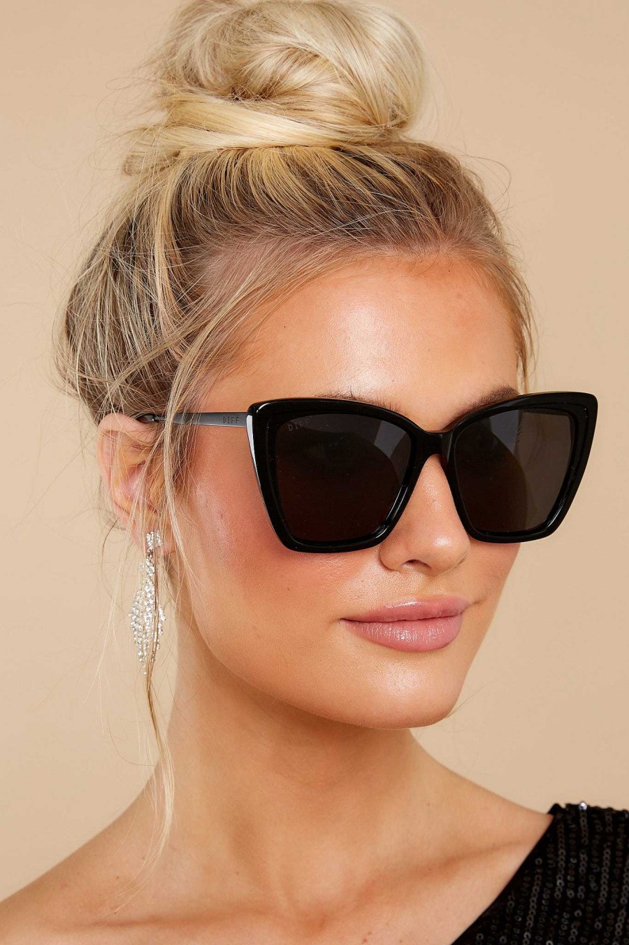 Accessories DIFF Sunglasses | Becky Ii Dark Smoke Polarized Sunglasses Black