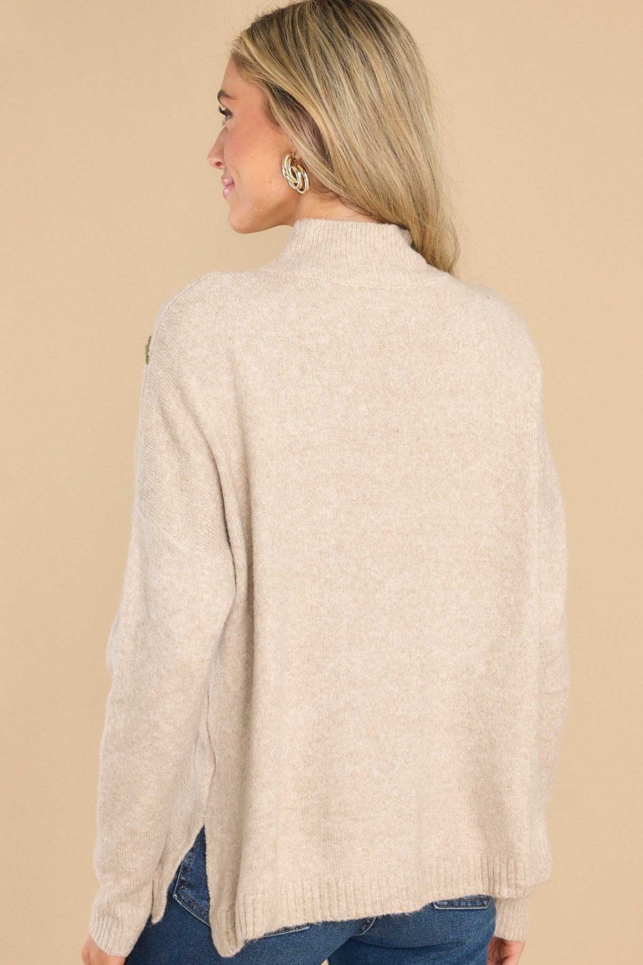 Clothing Red Dress Casual Tops | I Remember Floral Print Sweater Taupe
