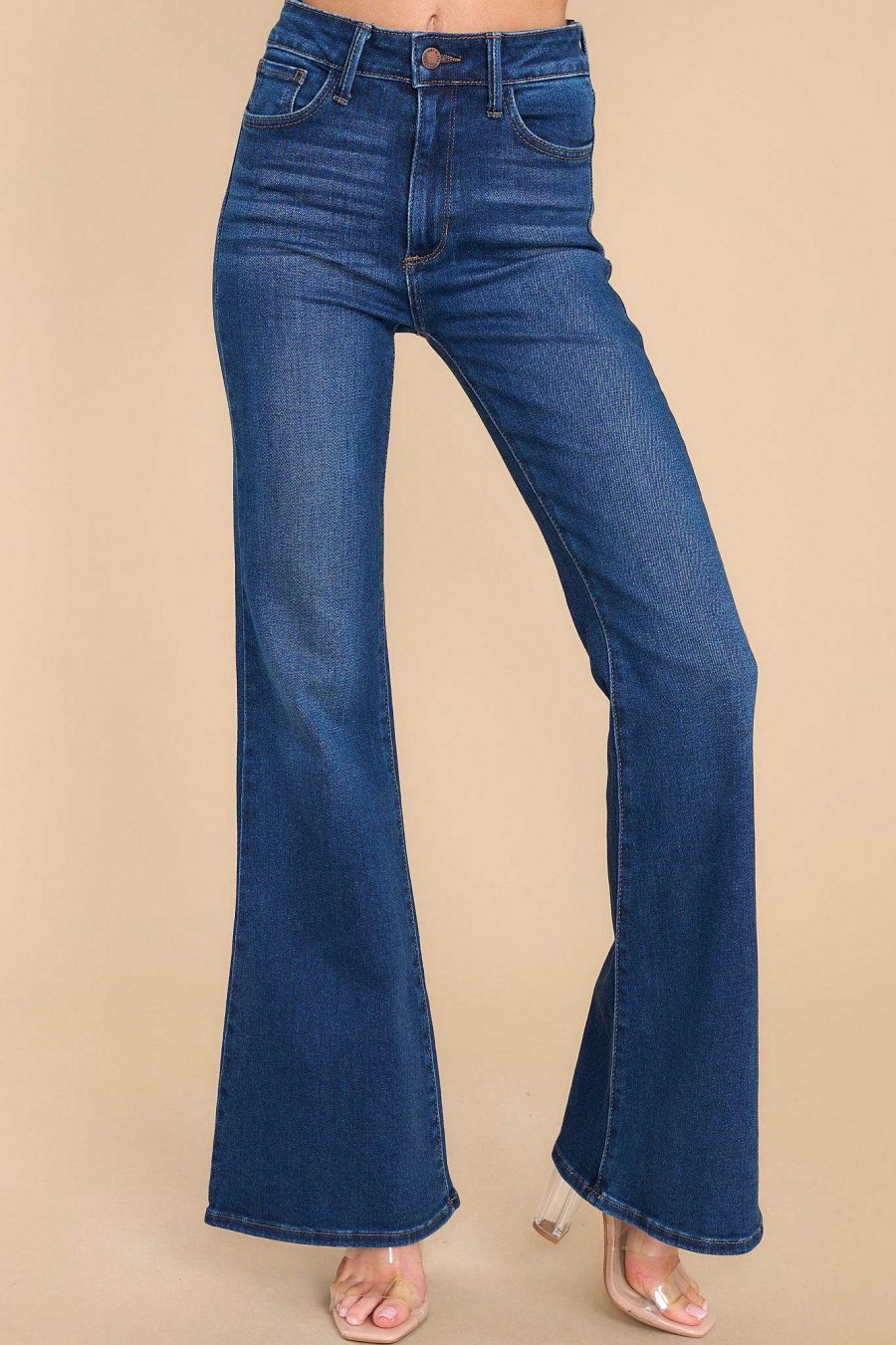 Clothing Red Dress Clean Denim | What Can I Say Dark Wash Flare Jeans Blue