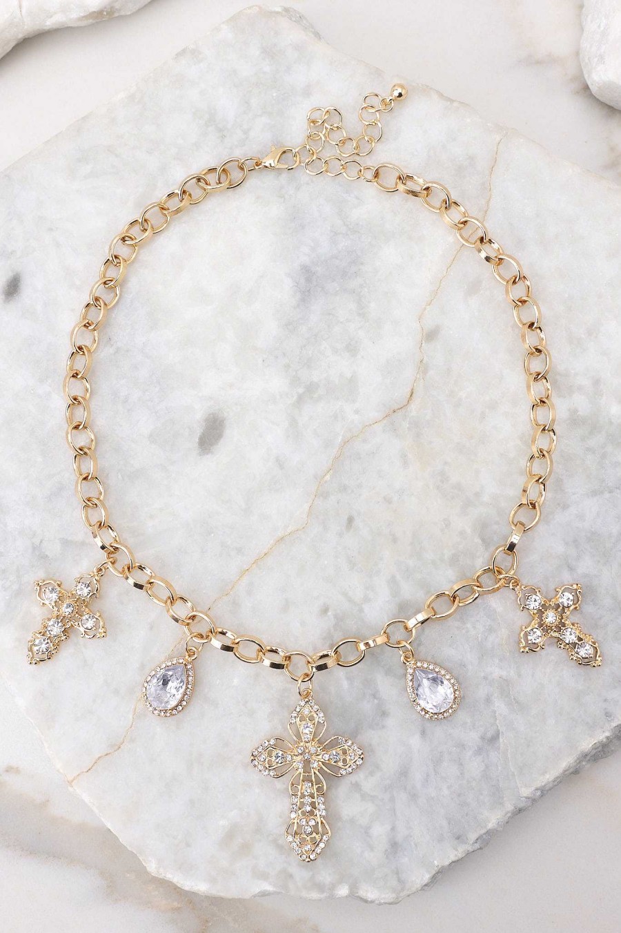 Jewelry Red Dress | Only Us Cross Necklace Gold