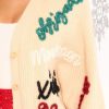Clothing Queen of Sparkles Sweaters | Multi Thanks Glitter Script Cardigan Beige