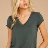 Clothing Z Supply Tees | The Mya V Neck Tee Dark Shadow