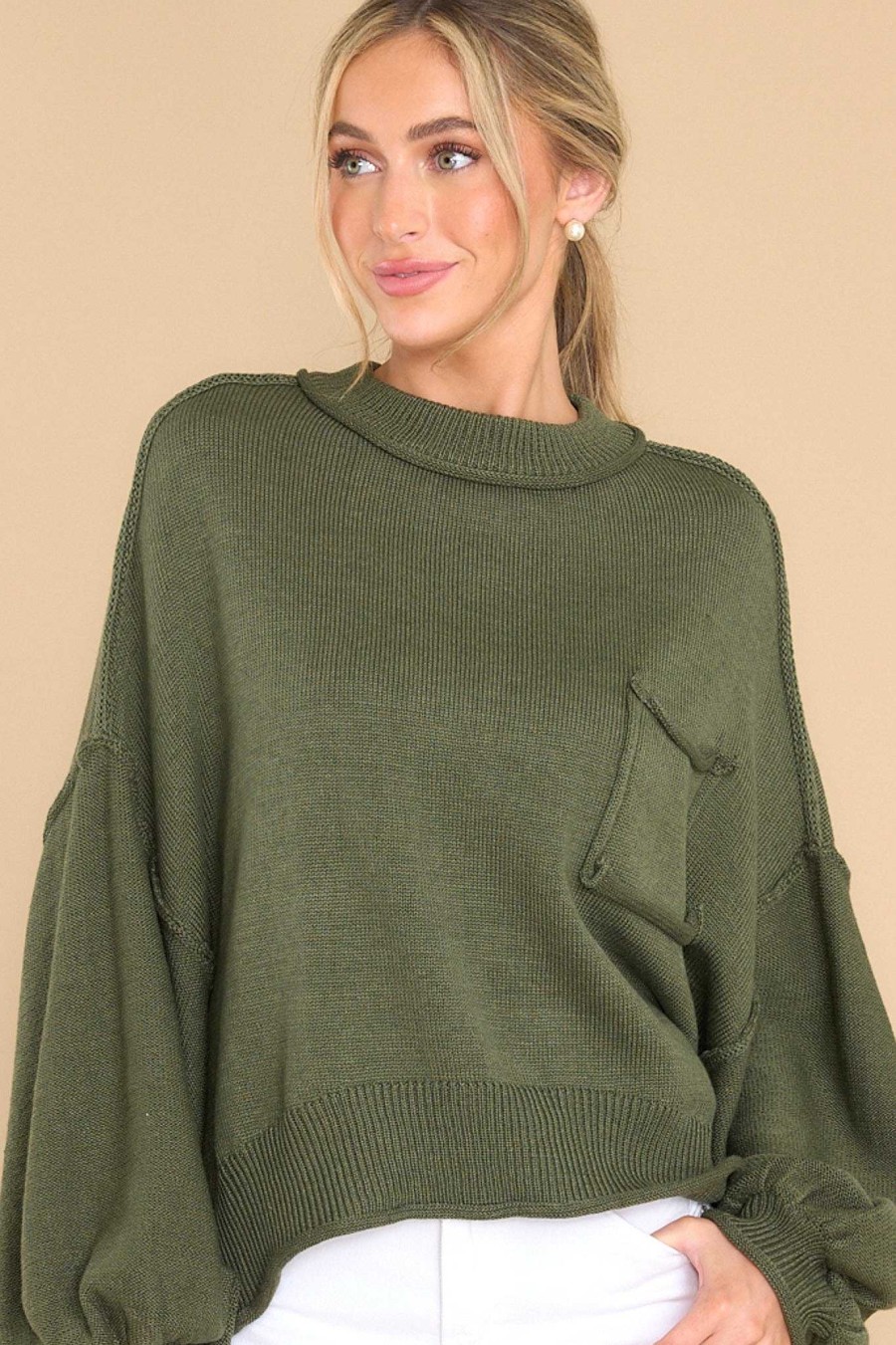Clothing Red Dress Casual Tops | Fun Days Ahead Sweater Green