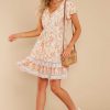 Clothing Aura Mini Dresses | Magnetic Hearts Peach Multi Floral Print Dress Orange