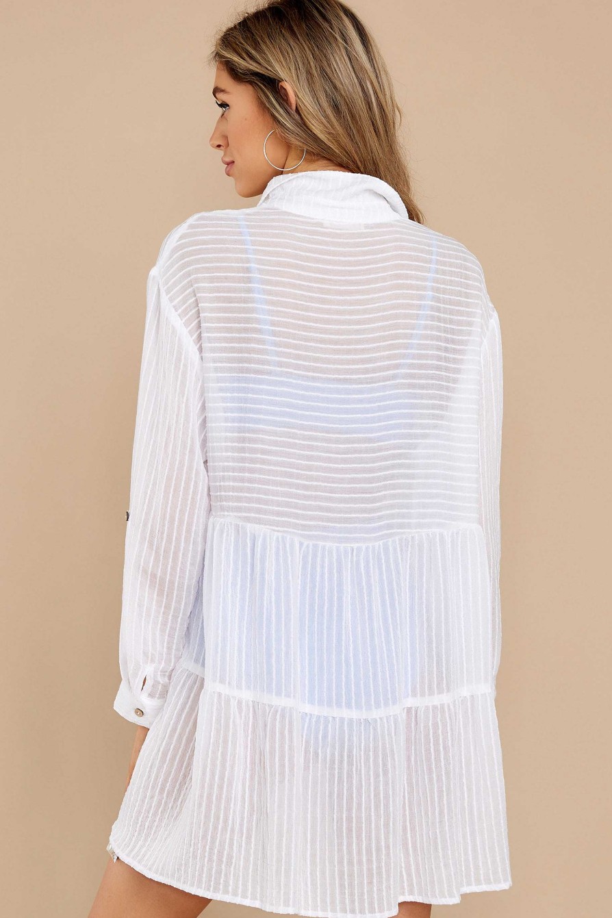 Clothing Red Dress Tunics | Sheerly Simple Tunic Top White