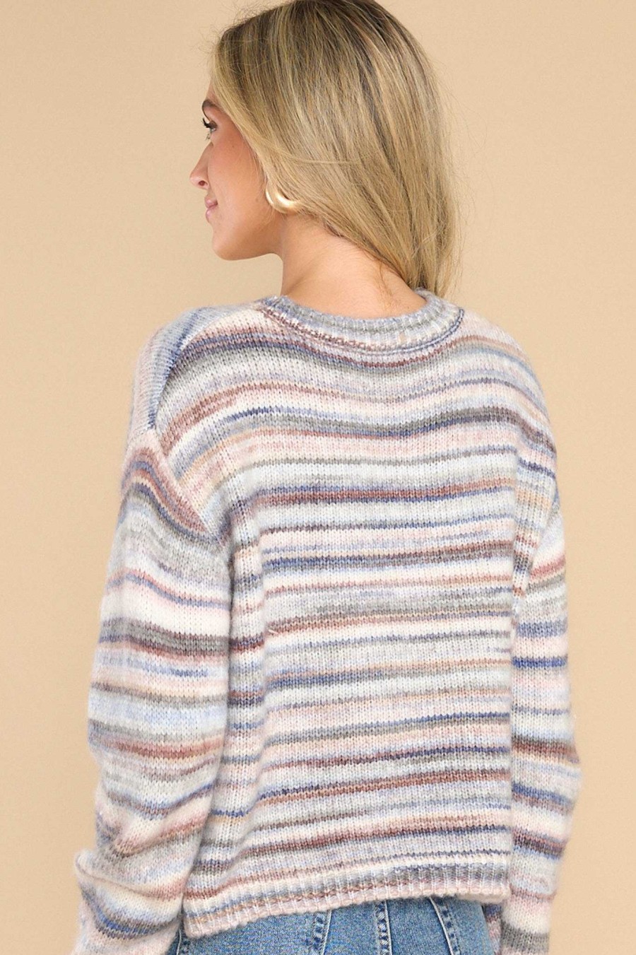Clothing Z Supply Casual Tops | Corbin Multi Pullover Sweater Grey