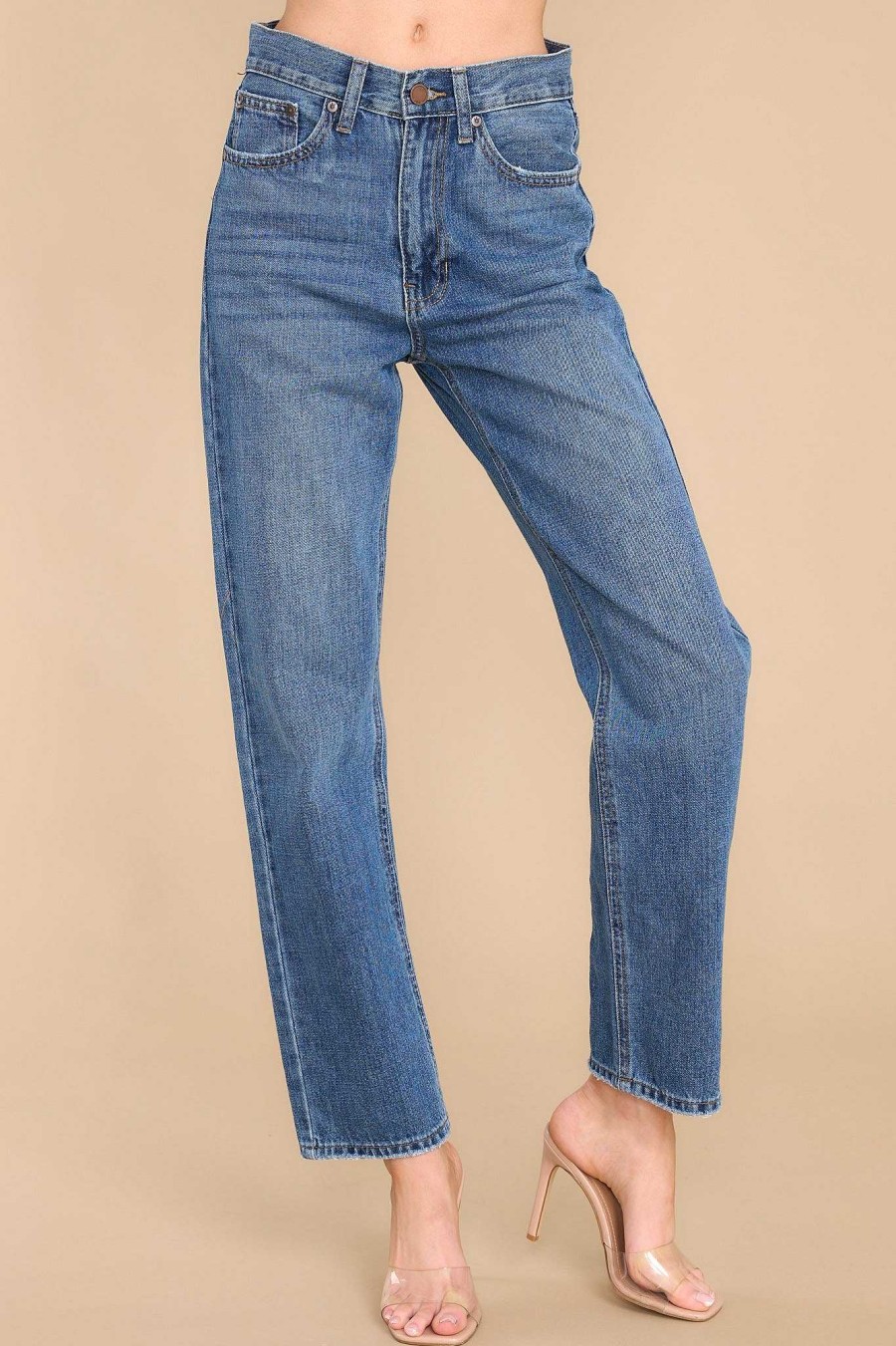 Clothing Just Black Clean Denim | Time To Evolve Classic Straight Leg Jeans Medium Wash