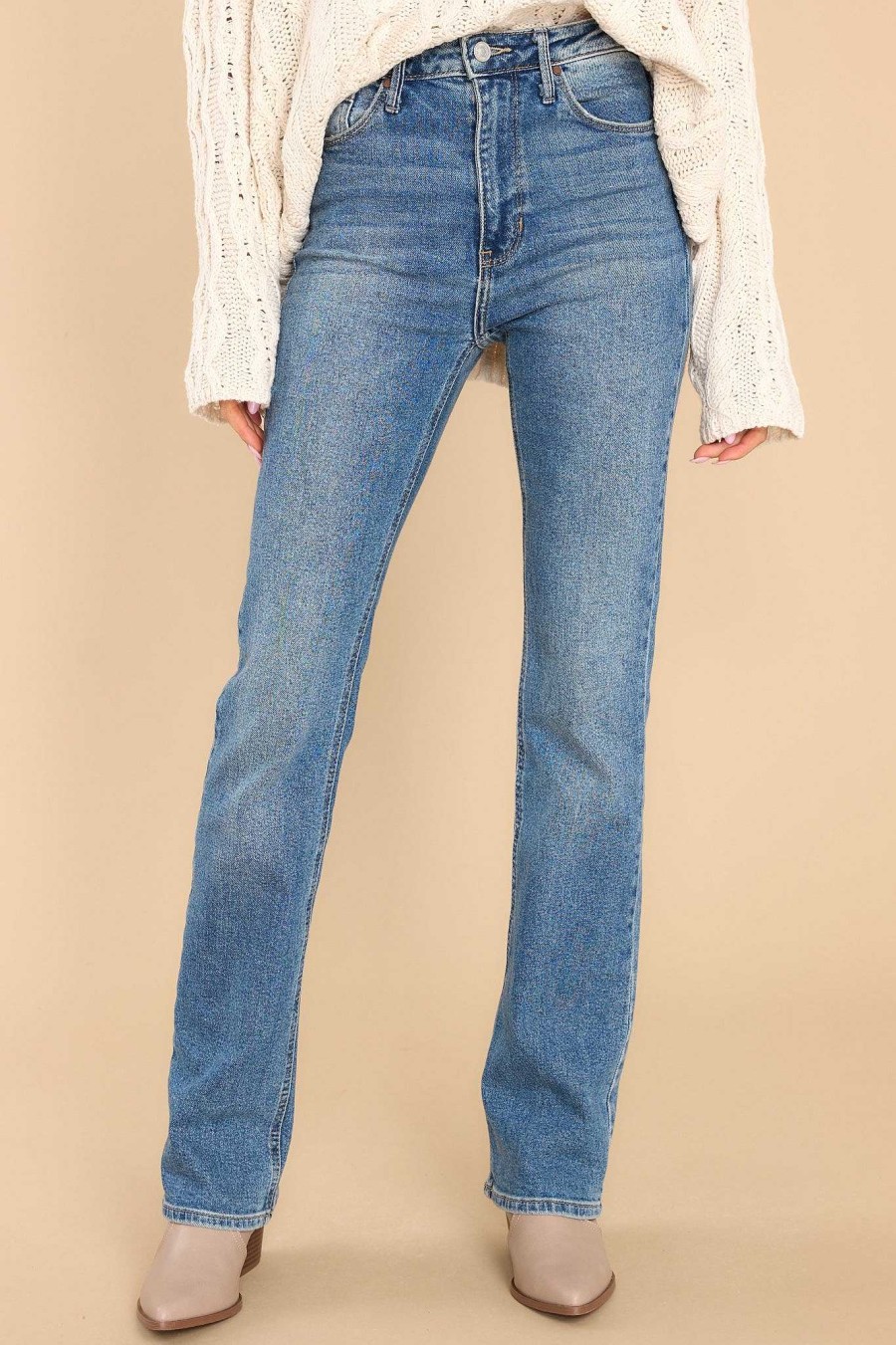 Clothing Just Black Clean Denim | Bold As A Lion Stretch Straight Jeans Medium Wash