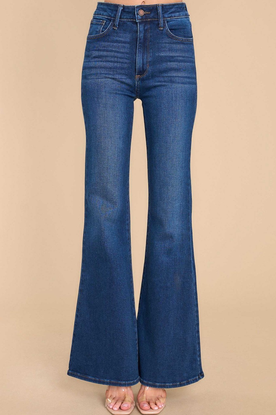 Clothing Red Dress Clean Denim | What Can I Say Dark Wash Flare Jeans Blue