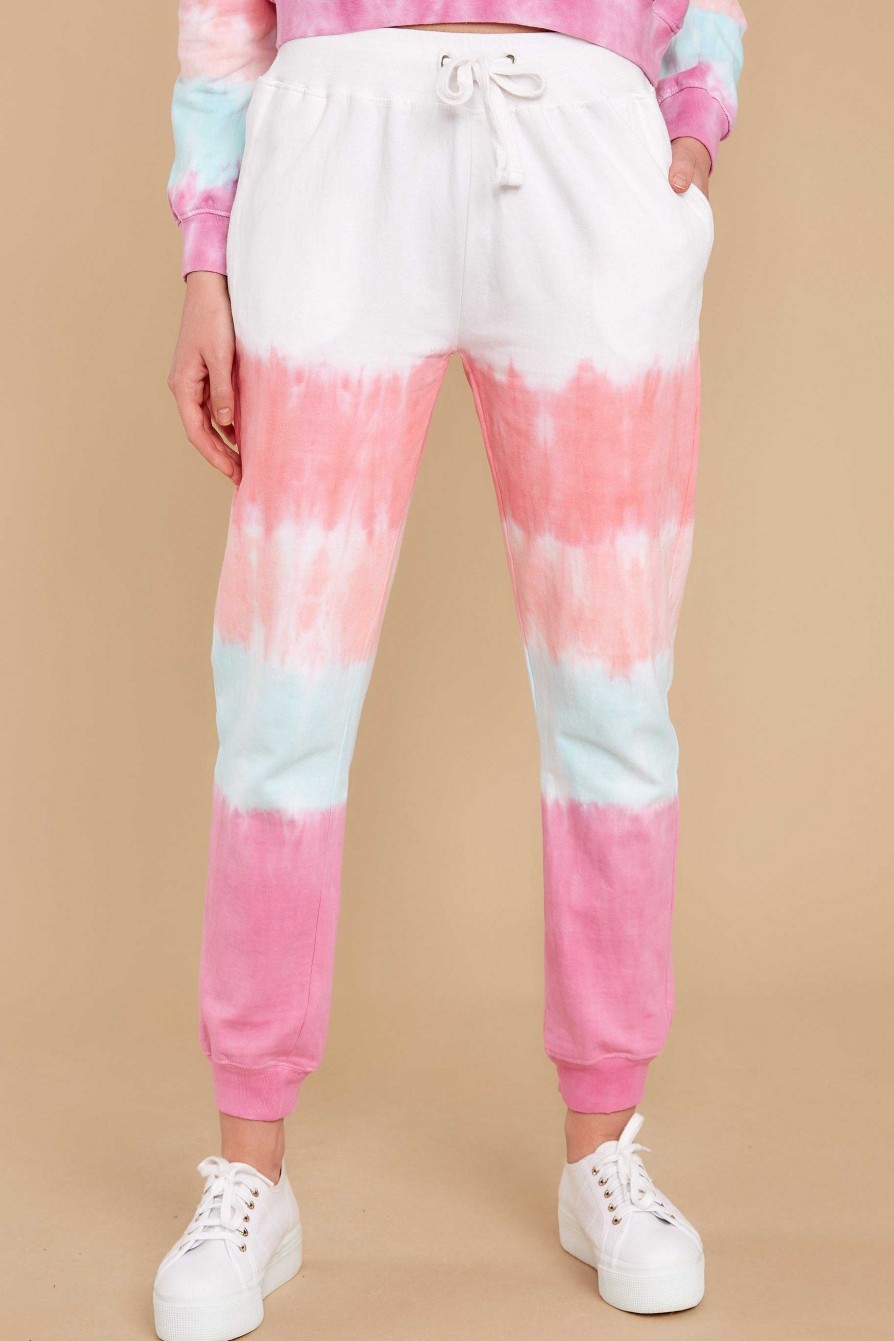 Clothing Red Dress Loungewear Bottoms | Relax Zone Pink Multi Tie Dye Joggers Pinkmulti Tiedye