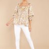 Clothing Red Dress Blouses & Shirts | Sunny Blooms Floral Print Top White And Gold