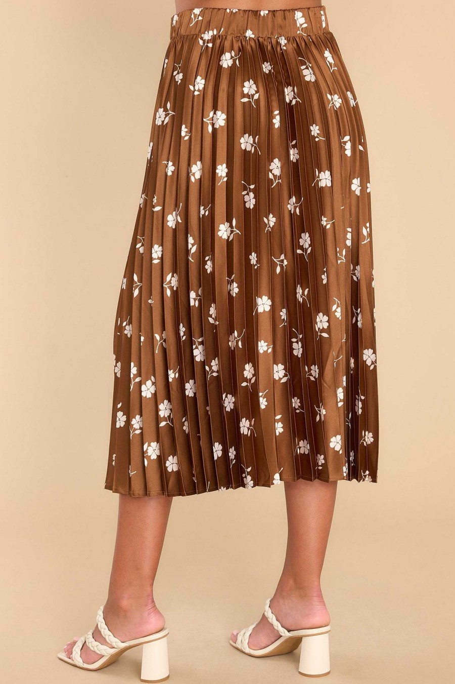 Clothing Red Dress Skirts | It'S All A Dream Brown Floral Midi Skirt Print