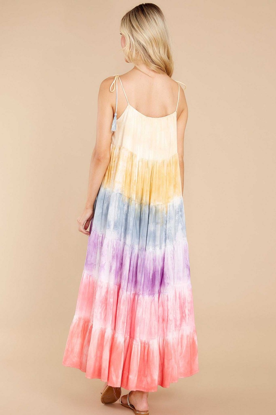 Clothing Red Dress Maxi Dresses | Dare To Dream Pink Multi Maxi Dress Tie Dye