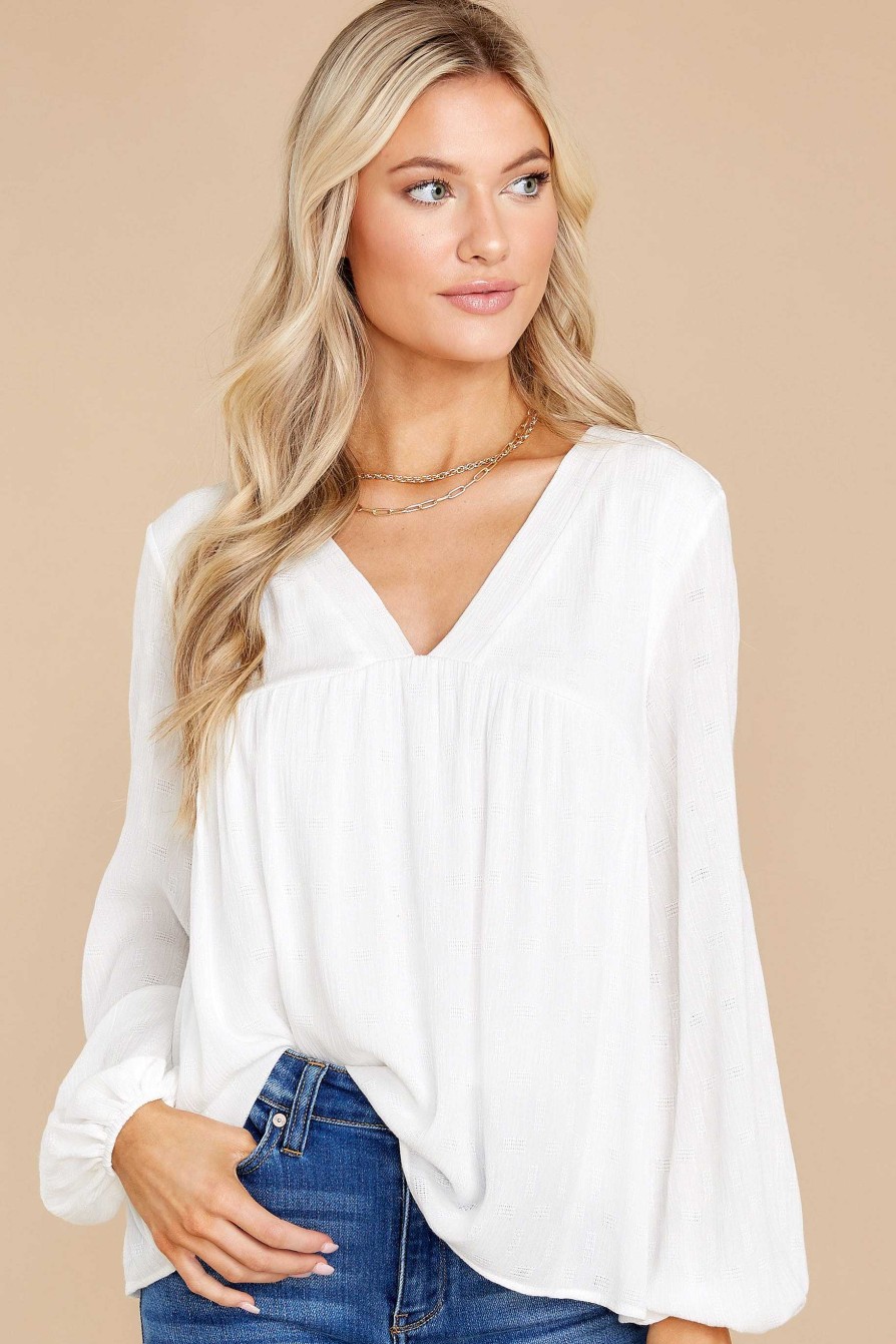 Clothing Red Dress Blouses & Shirts | What A Dream Top White