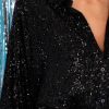 Clothing Aura Mini Dresses | Winter'S Embrace Sequin Dress Black
