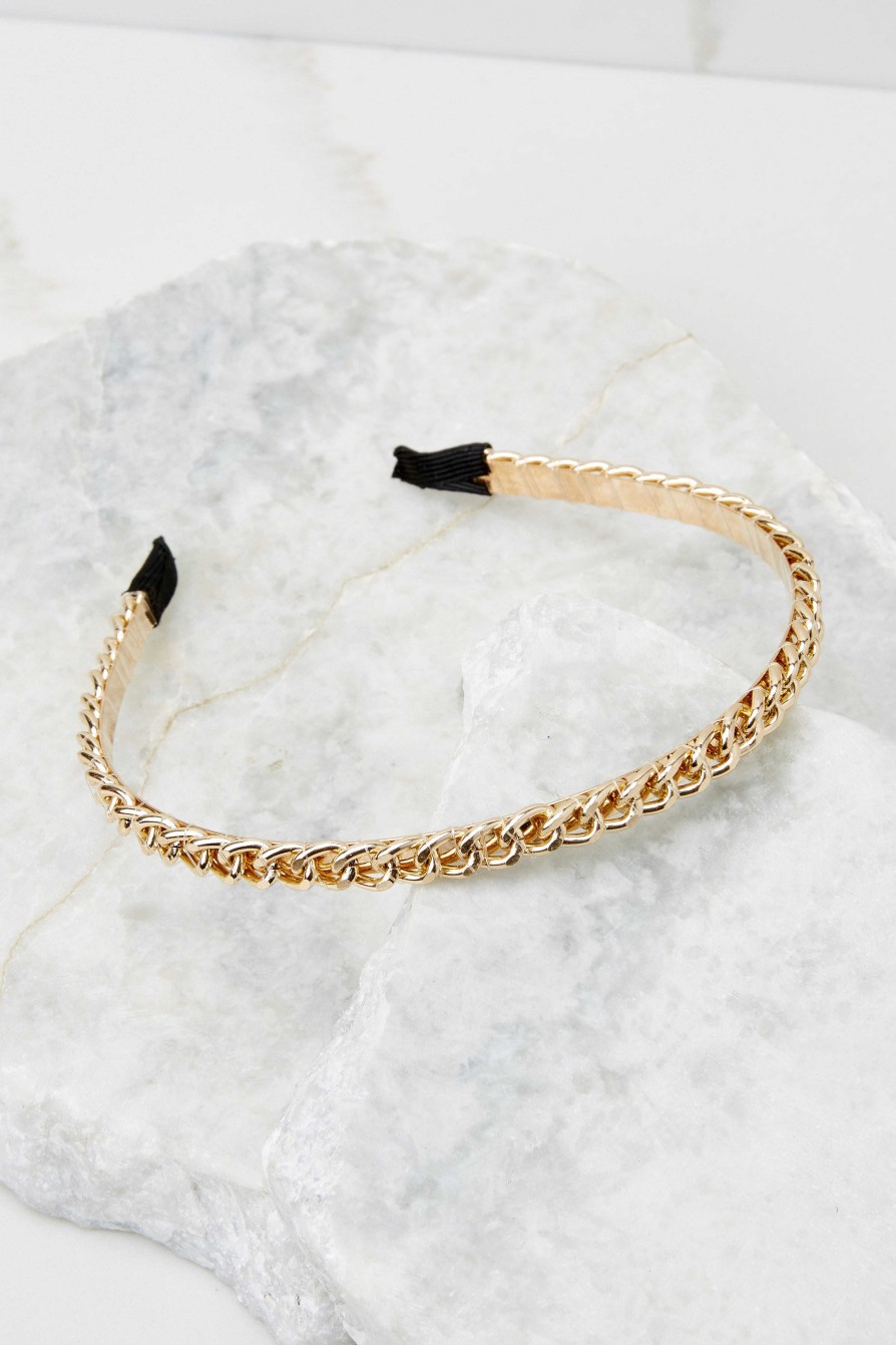Accessories Red Dress Hair Accessories | Unlocked Memory Gold Headband White