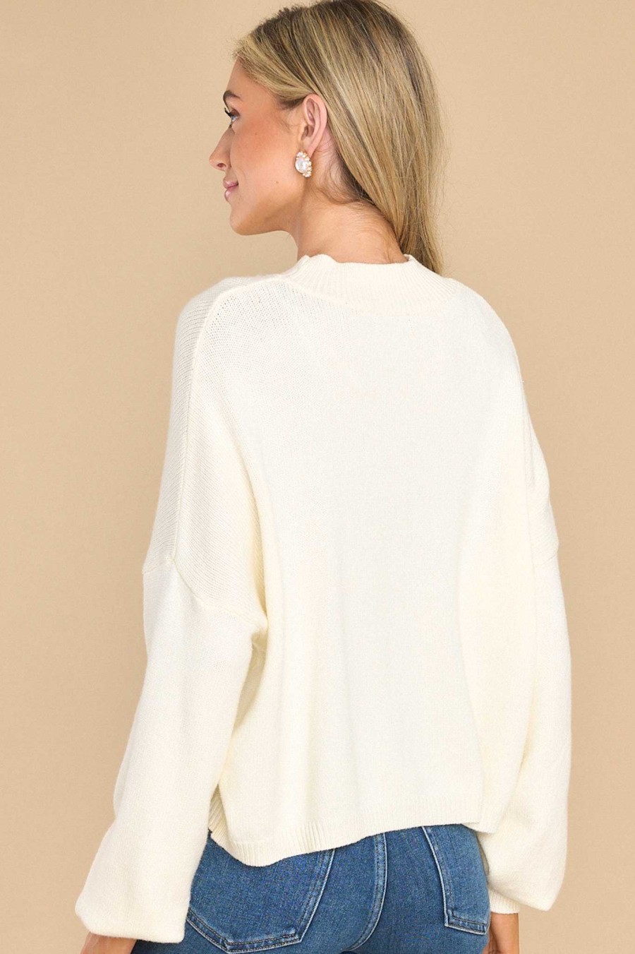 Clothing Red Dress Casual Tops | Don'T Think About You Sweater Ivory