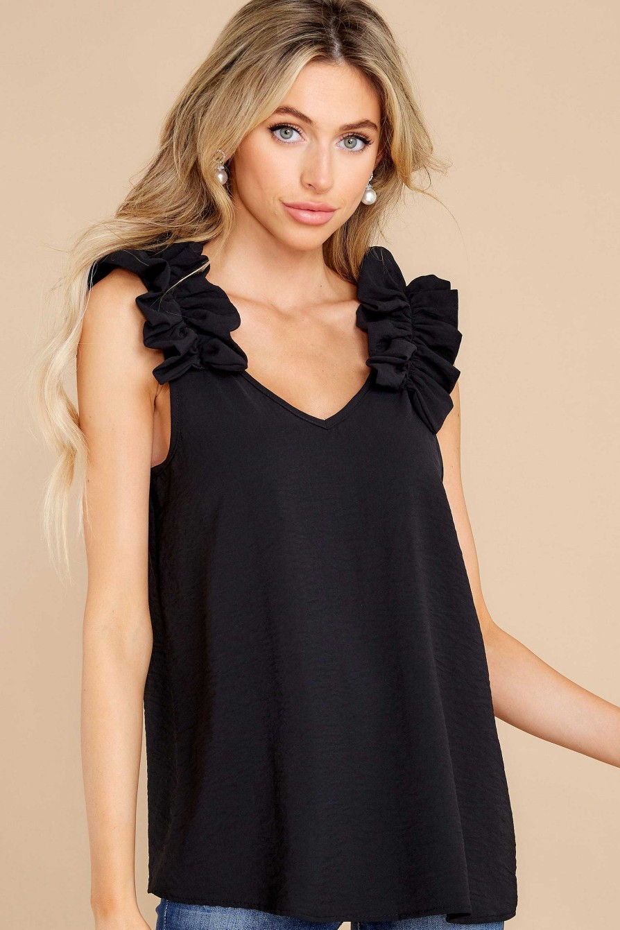 Clothing Red Dress Blouses & Shirts | Game Ready Top Black