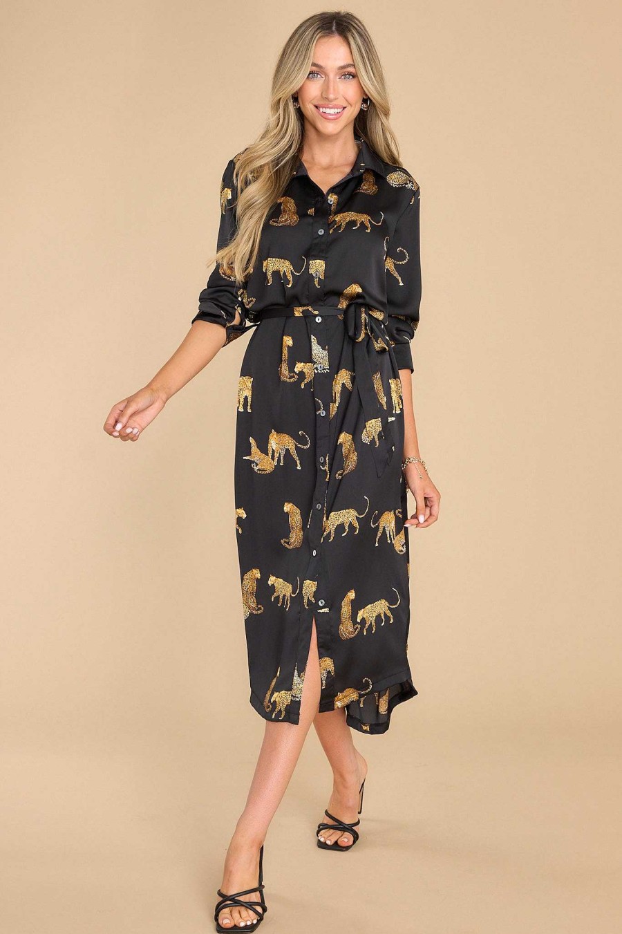 Clothing Red Dress Midi Dresses | Going Wild Midi Dress Black
