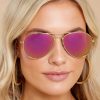 Accessories DIFF Sunglasses | Cruz Aviator Mirror Sunglasses Gold Pink