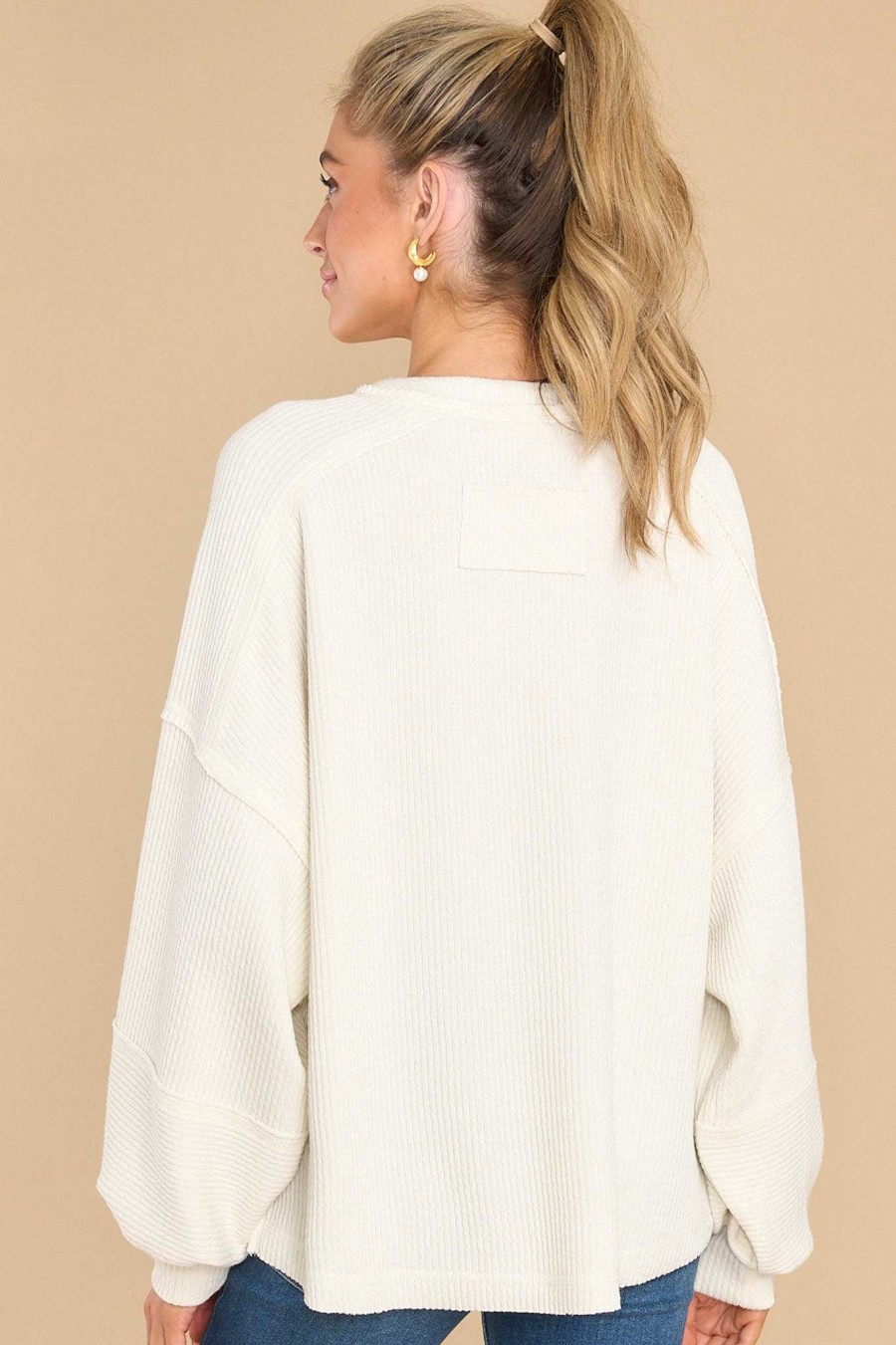 Clothing Red Dress Casual Tops | Infinite Comfort Top Ivory
