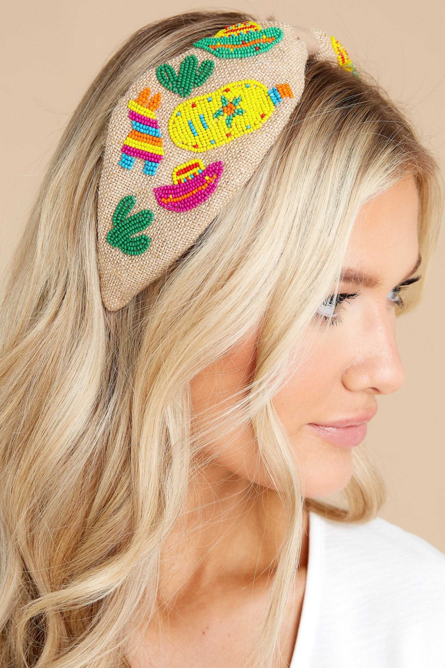 Accessories Treasure Jewels Hair Accessories | Mayo Multi Beaded Headband Beige