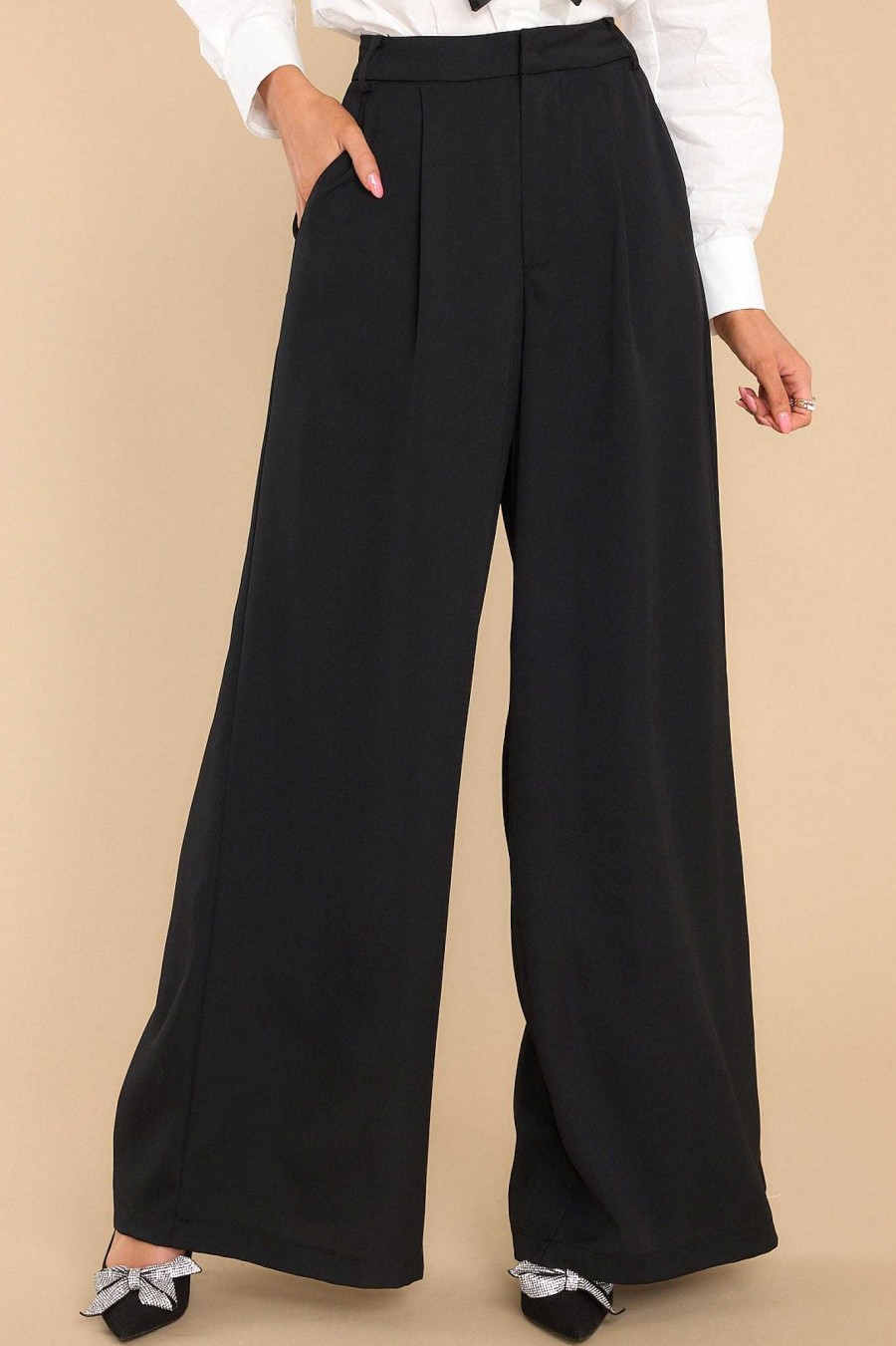 Clothing Red Dress Pants | Office Chic Wide Leg Pants Black