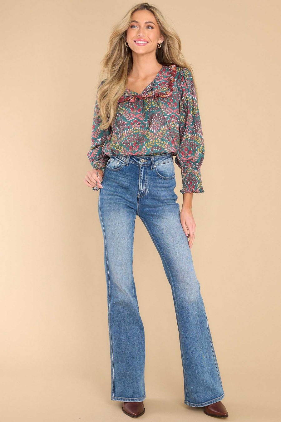 Clothing Victoria Dunn Casual Tops | Ophelia Blouse Navy Peony