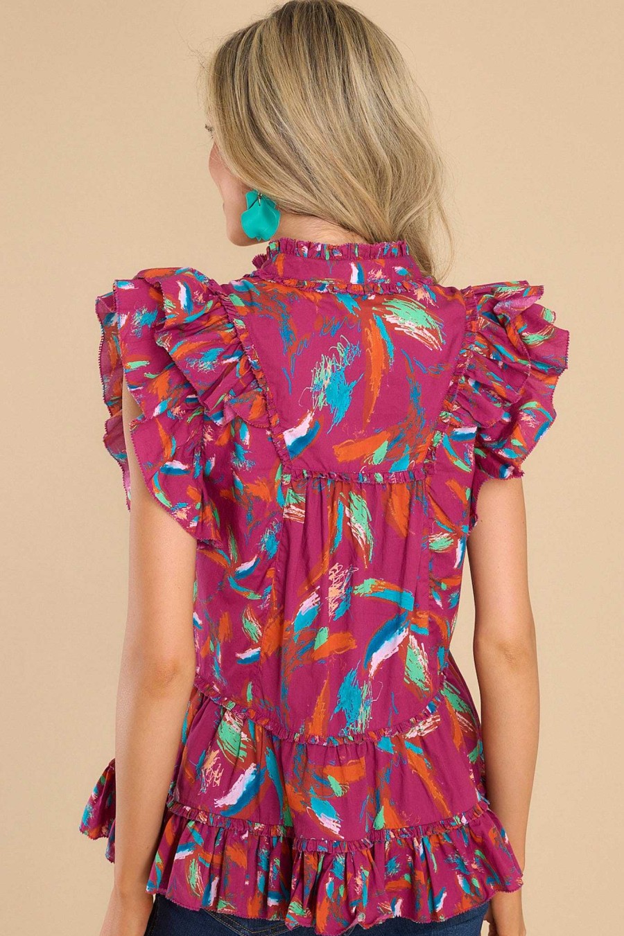 Clothing Alivia Casual Tops | The Tina Top Scribble Burst Berry