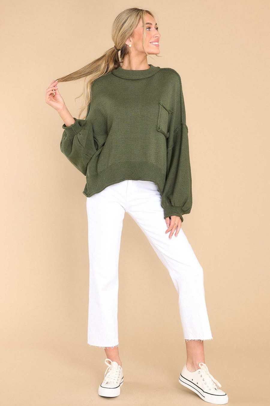 Clothing Red Dress Casual Tops | Fun Days Ahead Sweater Green