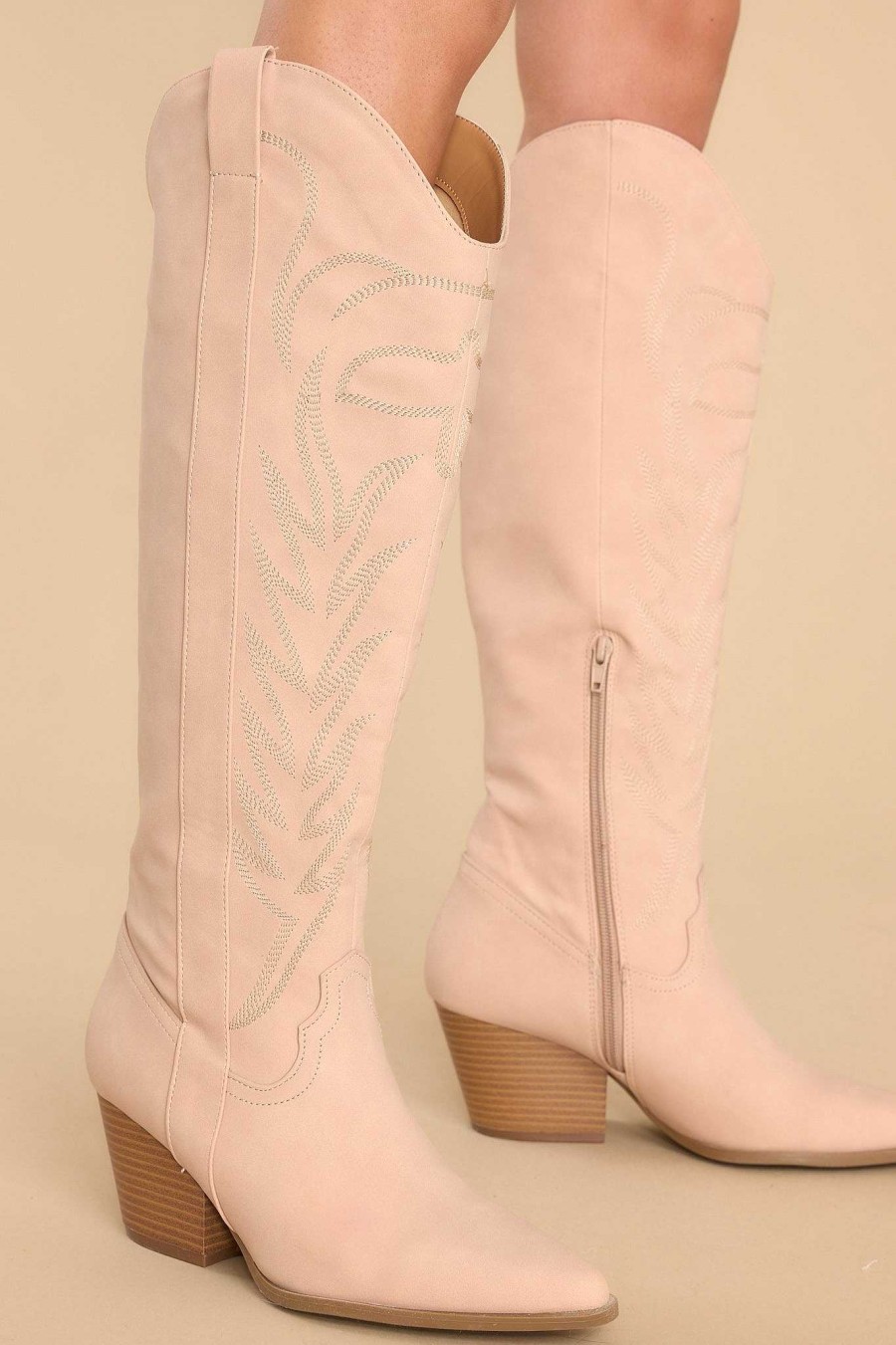 Shoes Red Dress High Heel Boots | Fate Told Me Boots Beige