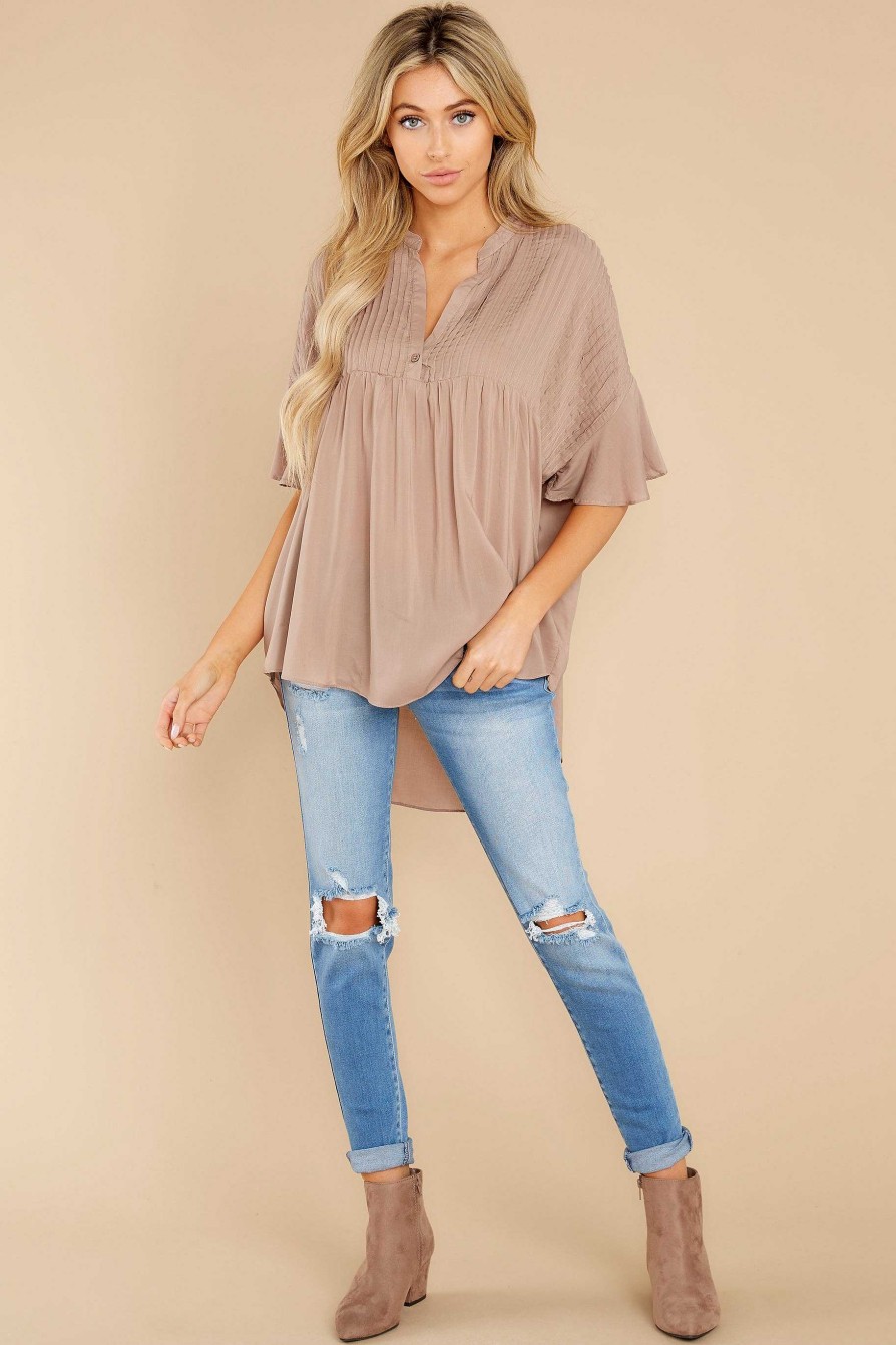 Clothing Red Dress Blouses & Shirts | Keep In Mind Top Mocha