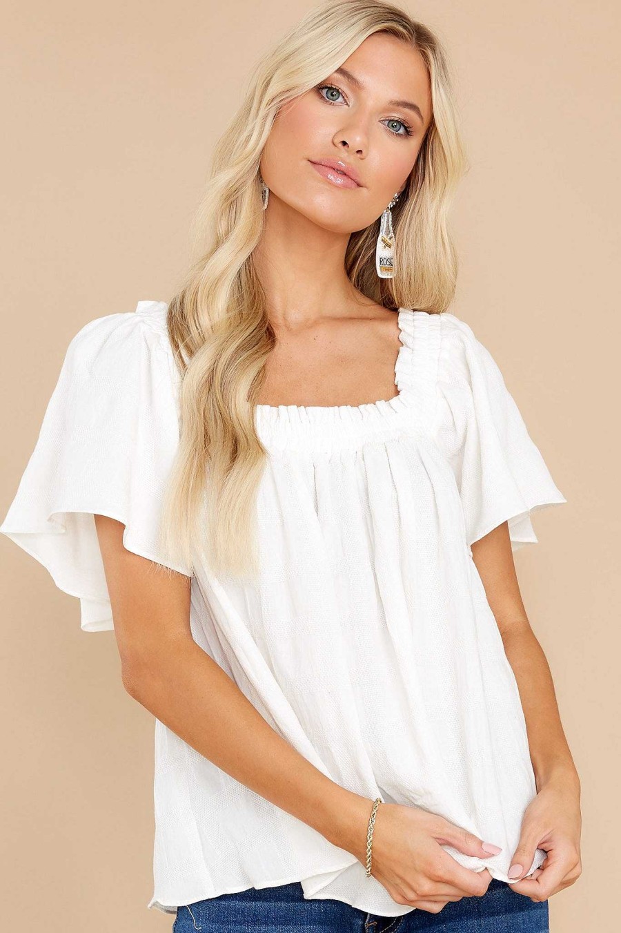 Clothing Red Dress Blouses & Shirts | Flirty Expectations Top White