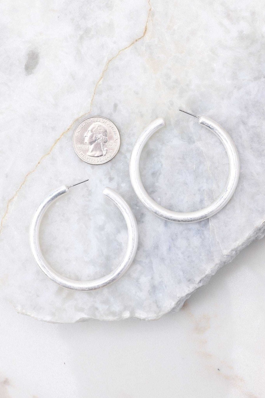 Jewelry Red Dress | Get To It Hoop Earrings Worn Silver